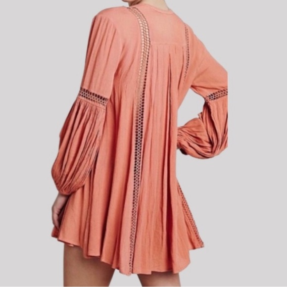 Free people orange tunic long sleeve sz- small - Picture 2 of 7